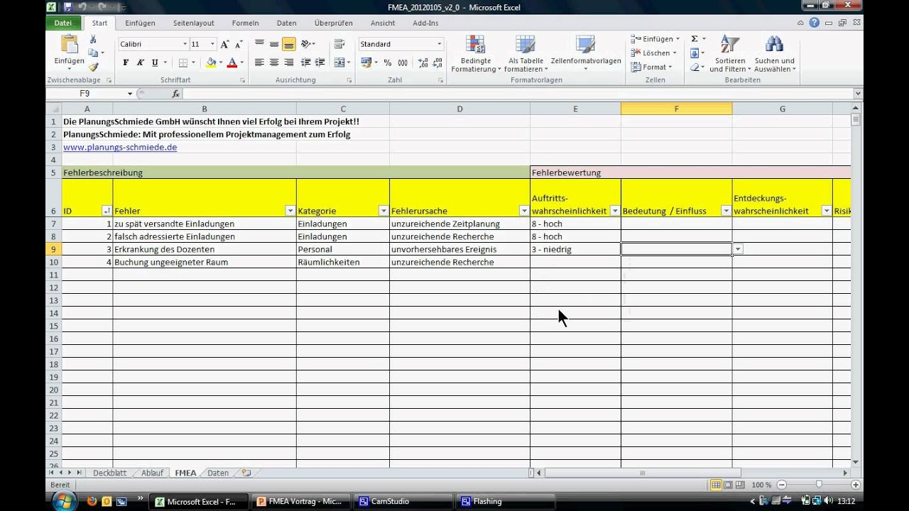 FMEA für Projektmanagement (deutsch)