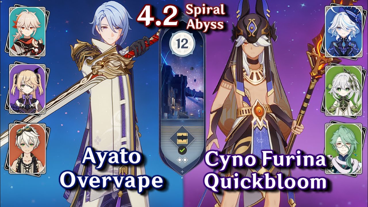 C0 Ayato Overvape & C0 Cyno Furina Quickbloom | Spiral Abyss 4.2 - Floor 12 9 Stars | Genshin Impact