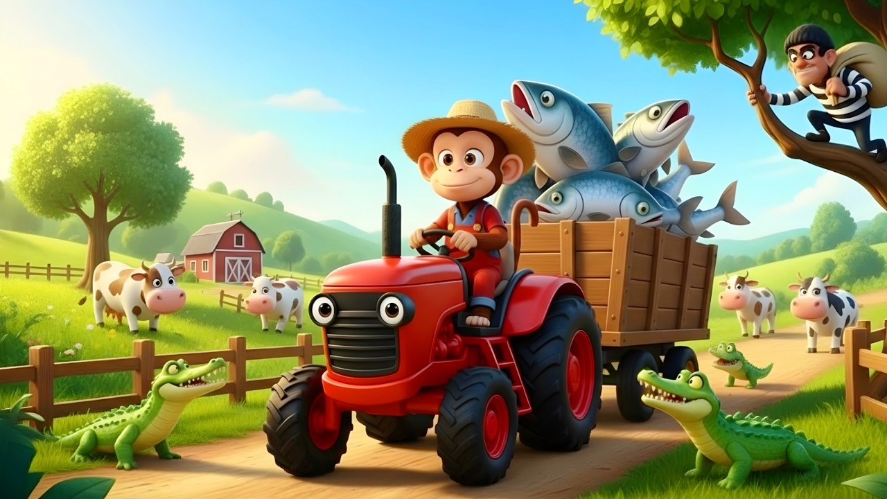 Monkey Funny | Cute Monkey Takes Care of Animals | Educational Farm Story | Monkey Cartoon