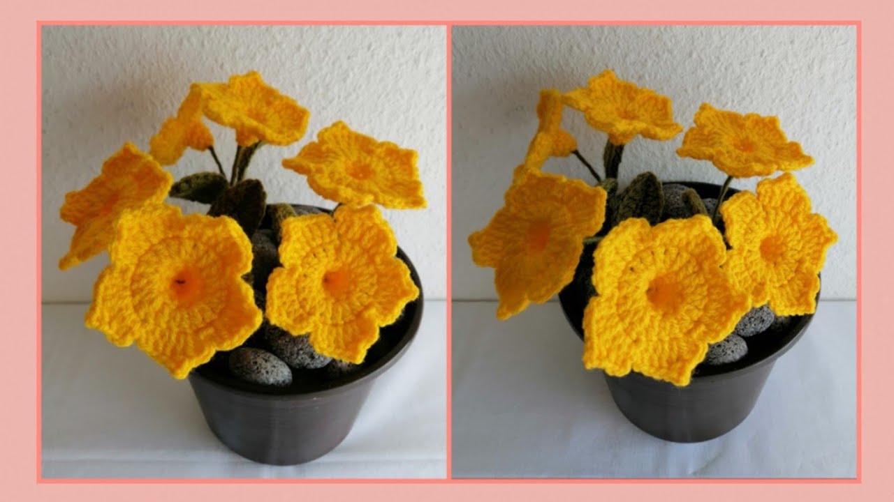 Crochet Petunia Yellow flowers