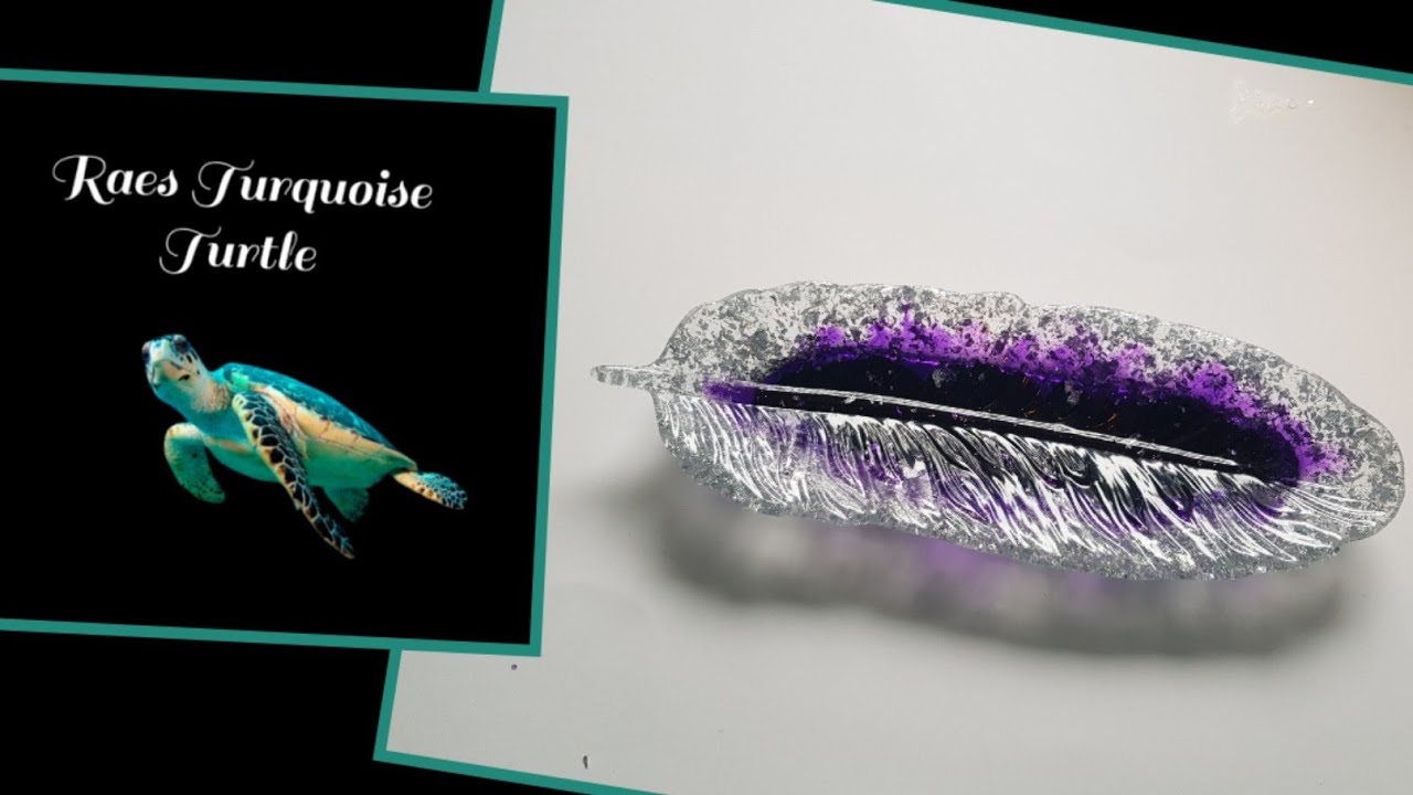 epoxy feather tray, resin trinket tray