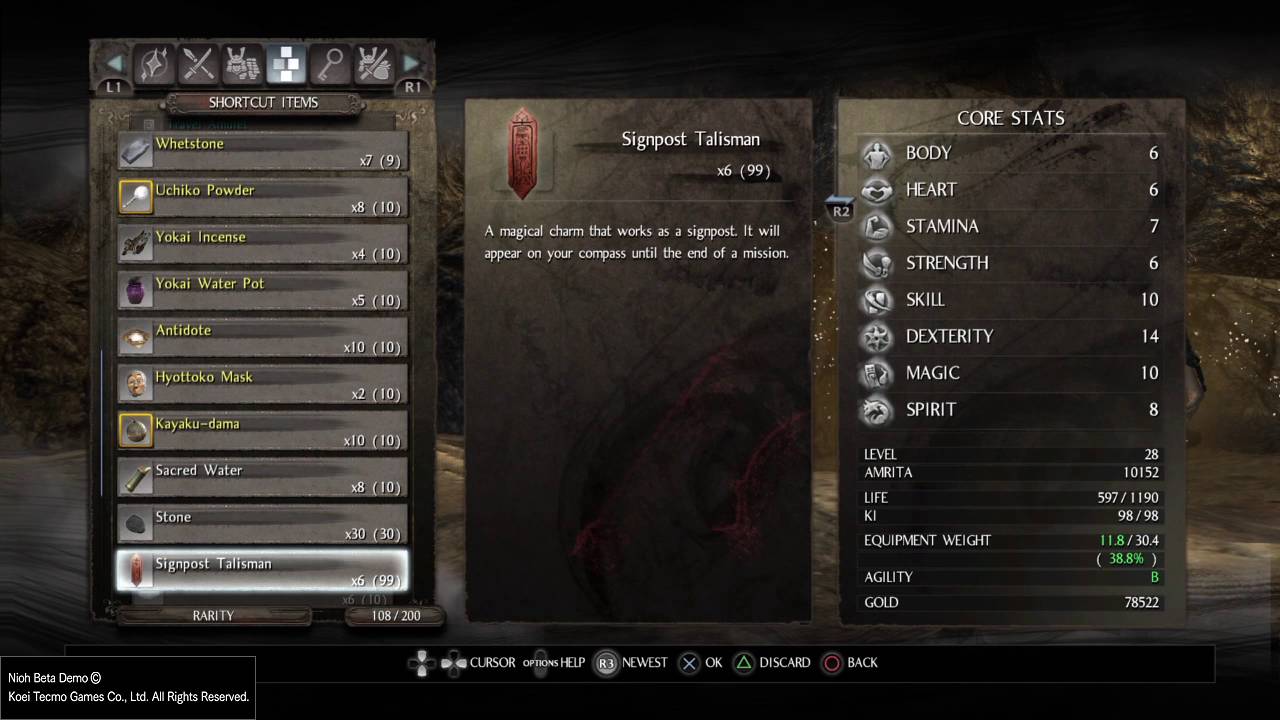 Nioh Beta Demo_How to get to the map screen