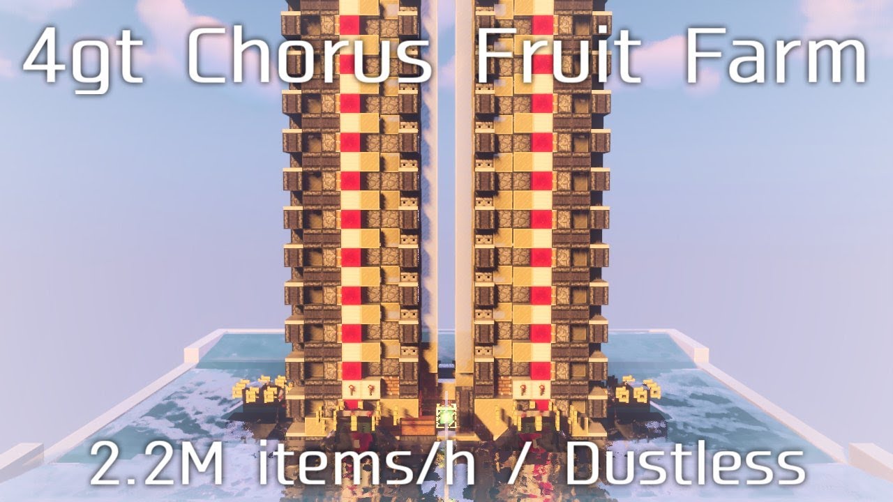 [Minecraft] 4gt Chorus Fruit Farm (2.2M items/h) 1.12-1.15 [Eng CC]