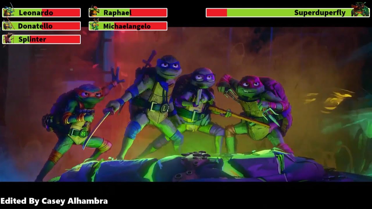 Teenage Mutant Ninja Turtles: Mutant Mayhem (2023) Final Battle with healthbars 2/2