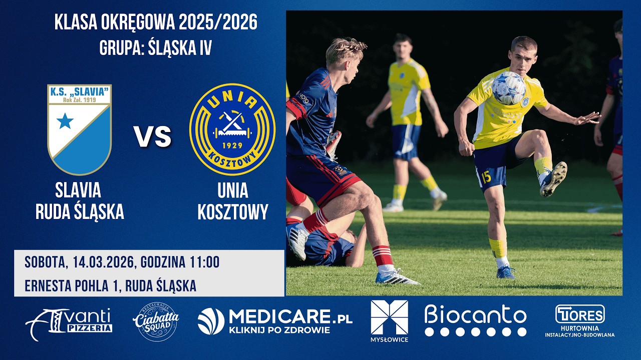 KS SLAVIA RUDA ŚLĄSKA - UNIA KOSZTOWY, SKR&Oacute;T MECZU (14.03.2026)