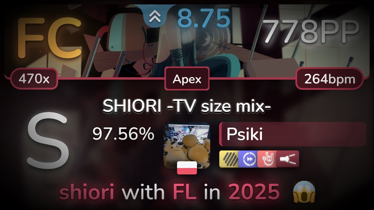 8.8⭐ Psiki | ClariS - SHIORI -TV size mix- [Apex] +HDDTHRFL 97.56% FC 778pp - osu!