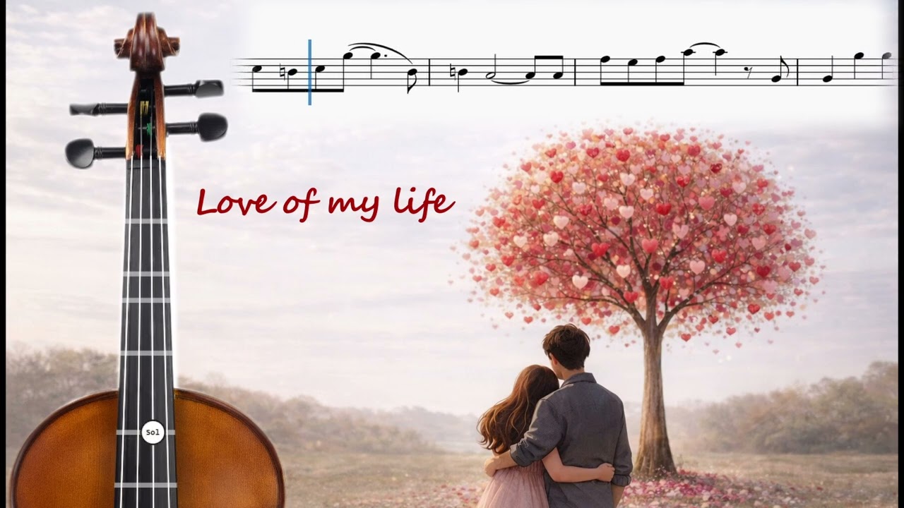 Love of My Life (Queen) – Violin Cover + Visual Sheet Music Tutorial 🎻