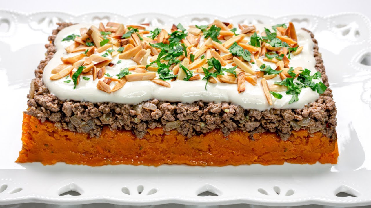 صينية بطاطا حلوة باللحمة المفرومة - Sweet Potato with Minced Beef