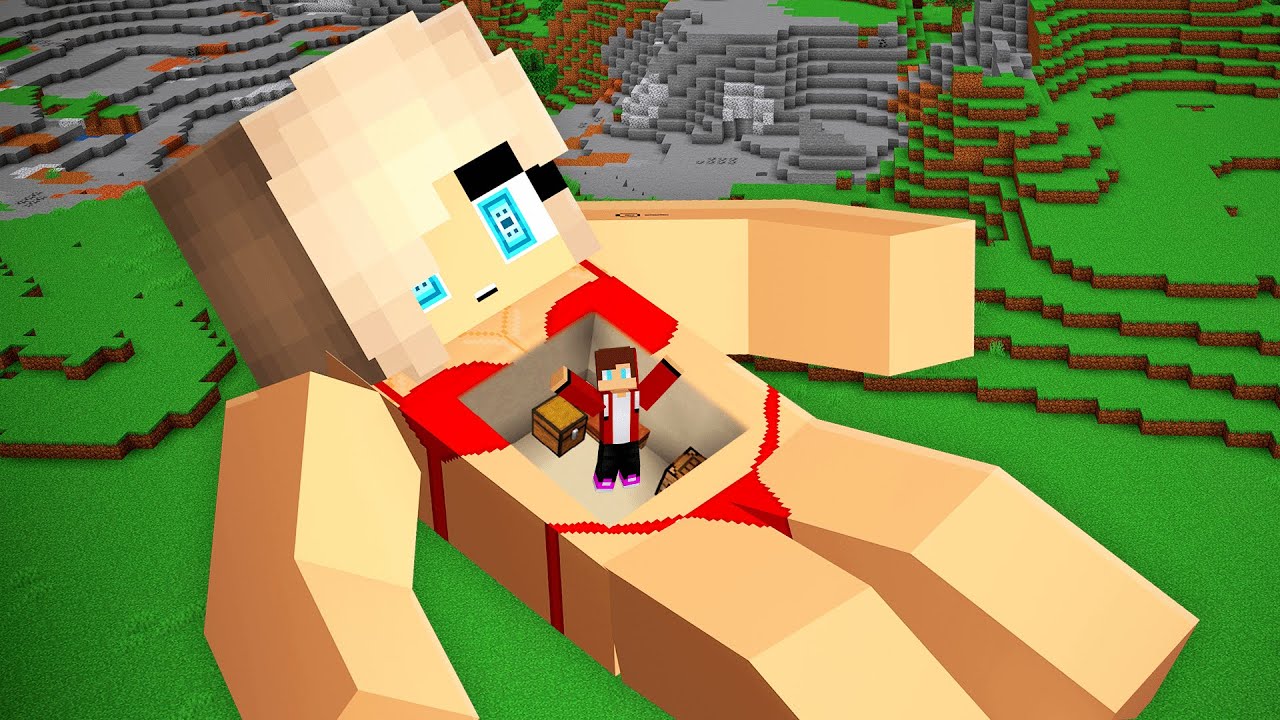 JJ Build House Inside Girl Giant in Minecraft - Maizen