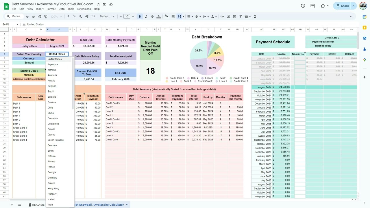 Debt Payoff Made Simple: Snowball & Avalanche Calculator Spreadsheet