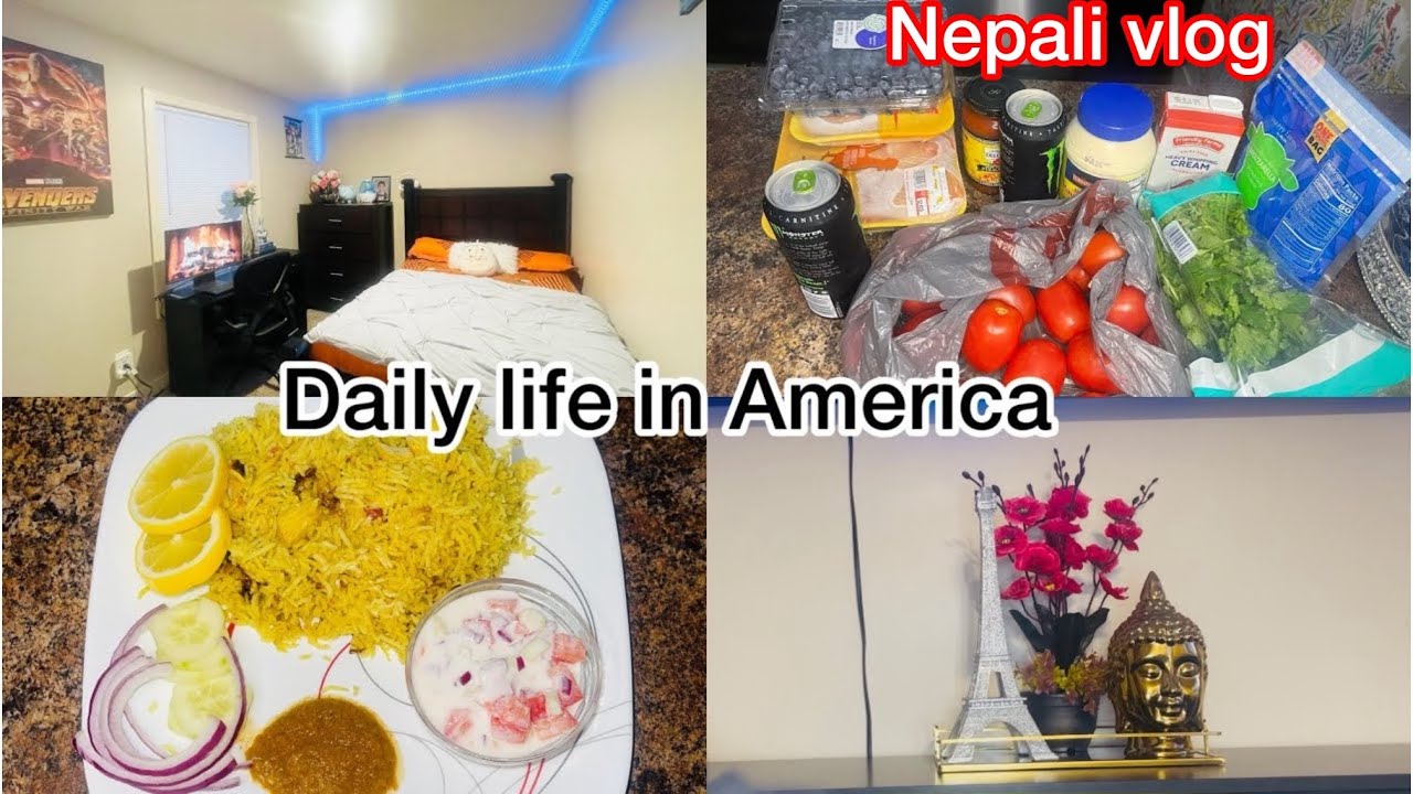 Daily routine & cooking Simple healthy meals. chicken pulao/ grocery shopping.