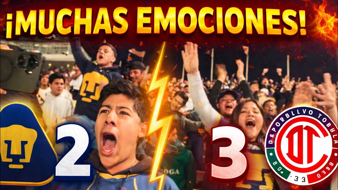 😱 LOCURA en CU | 2-3 Pumas vs Toluca desde la Tribuna: Goles, Ambiente, Reacciones y emociones. 