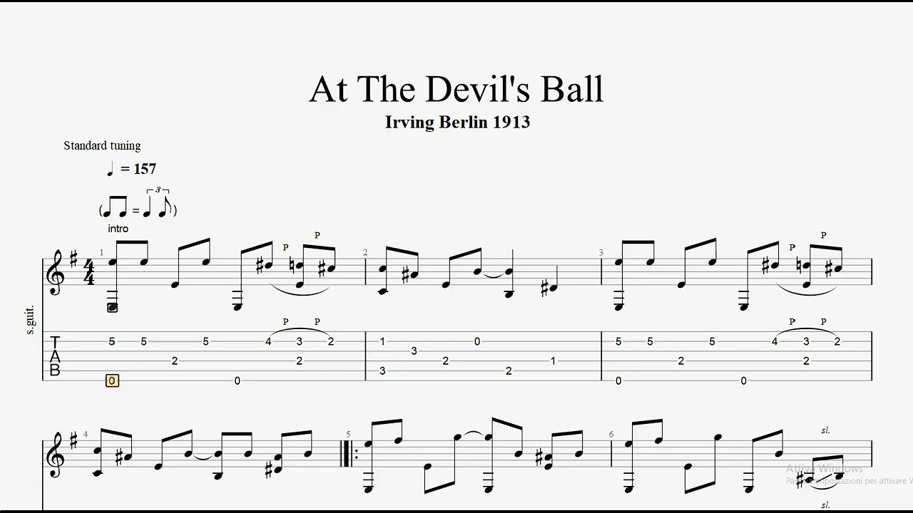 At The Devil's  Ball Dixieland Jazz Guitar Tab     with PDF