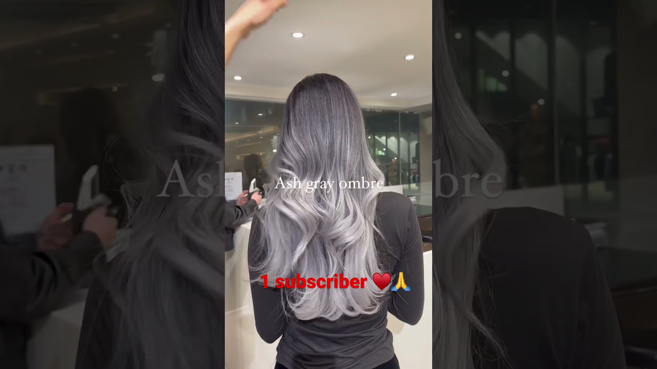 Ash gray ombr&eacute; haircolor 😱😱😱 #shorts #short #haircare #ytshorts #shortsfeed #youtubeshorts