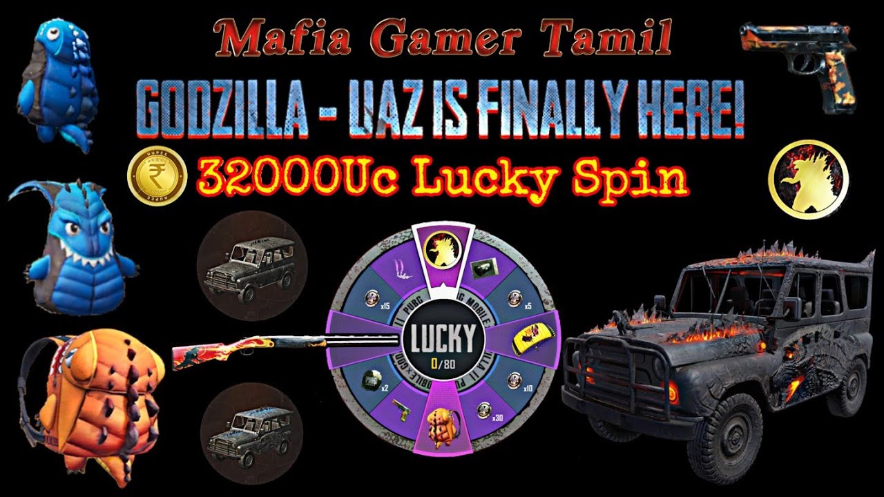 Pubg Mobile Godzilla UAZ lucky spin || Monster Backback I Got it all