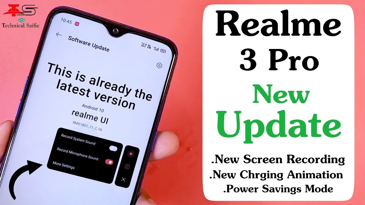 Realme 3 Pro New OTA Update Roll Out with-New Decimal Charging Animation,New Screen Recording Layout