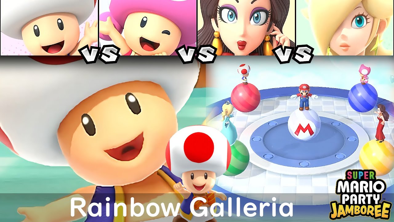 Super Mario Party Jamboree Toad vs Toadette vs Pauline vs Rosalina in Rainbow Galleria