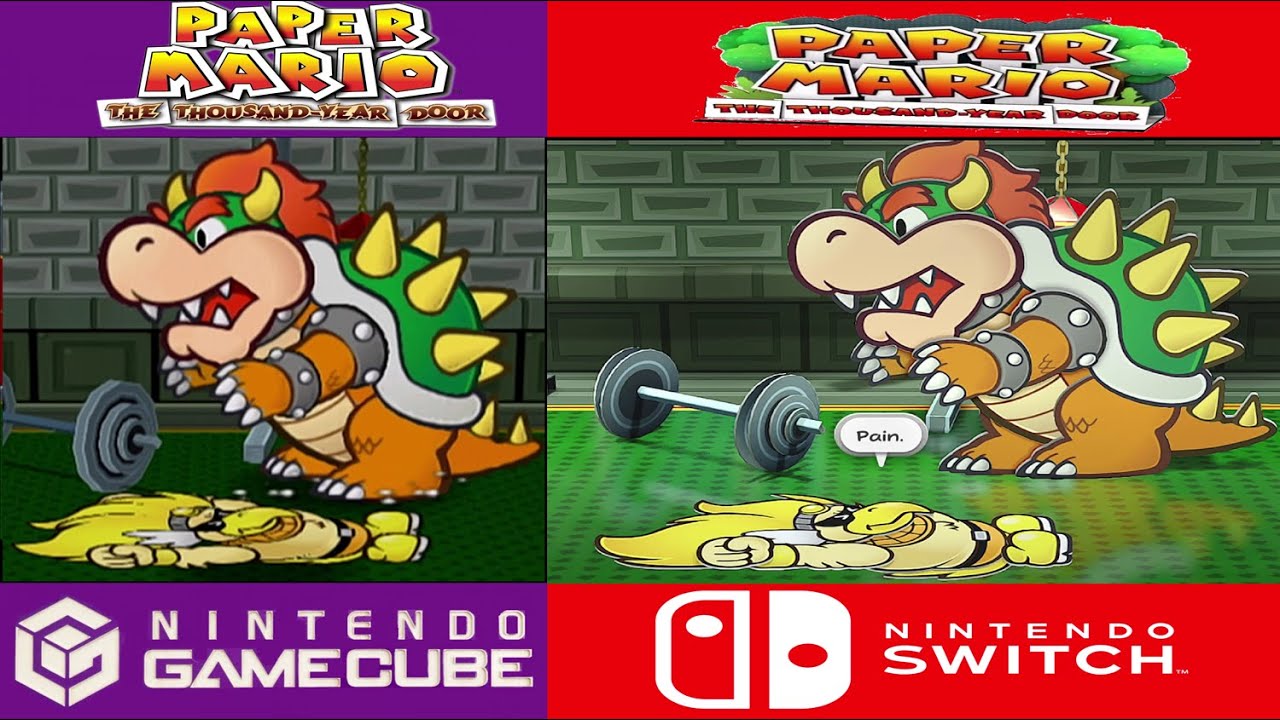 Paper Mario TTYD GC Vs Switch Comparison - Bowser vs Rawk Hawk