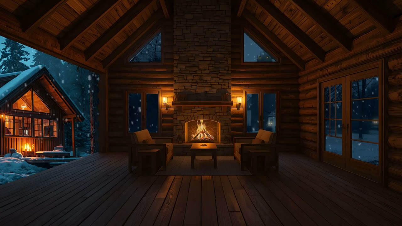 [ NO ADS ] Peaceful Night in a Wooden Cabin 🌙 Cozy & Relaxing Ambience
