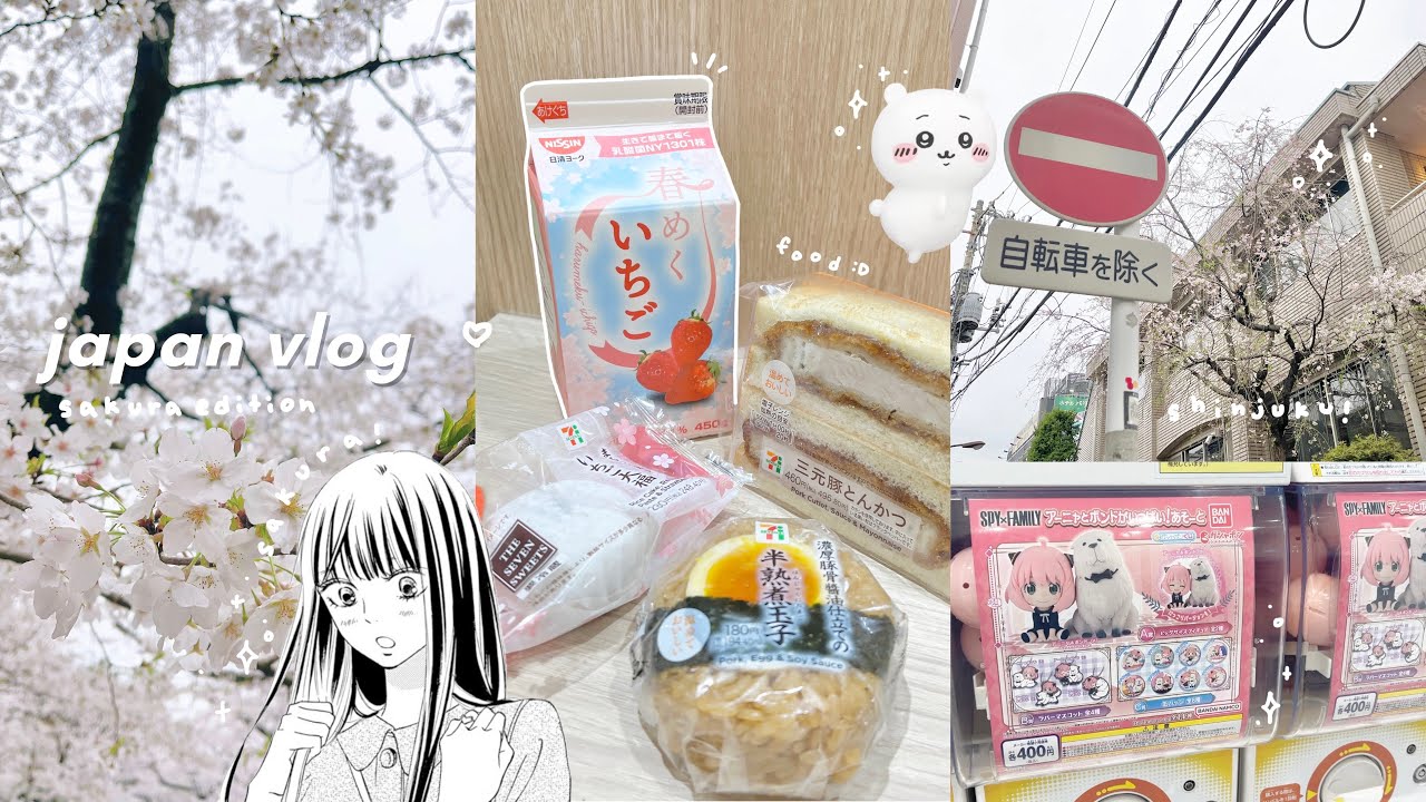 JAPAN VLOG 🌸: ep.1, flying to tokyo, sakura festival, totoro cafe, exploring shinjuku & shibuya