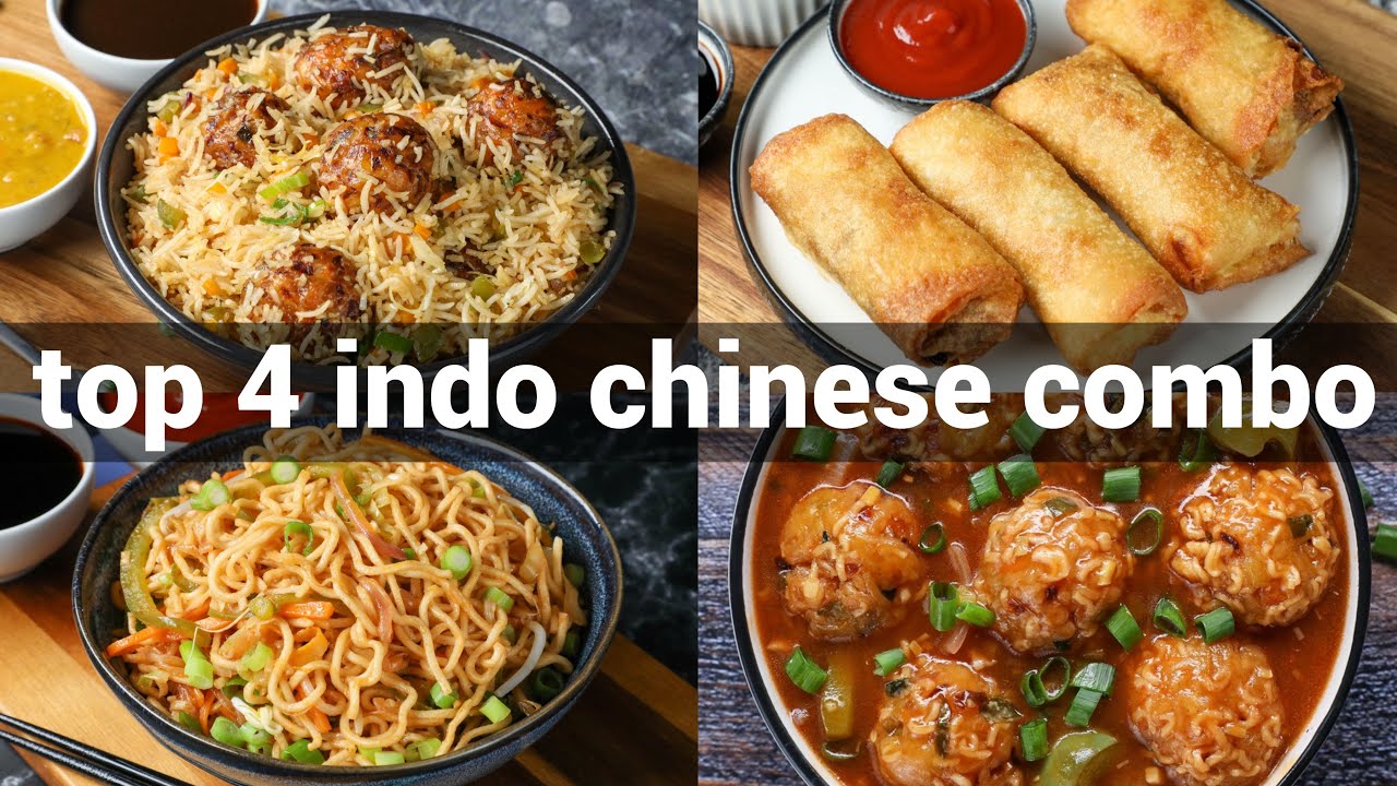 Top 4 indo chinese meal combo recipes | street food combo | manchurian rice & noodles with starters