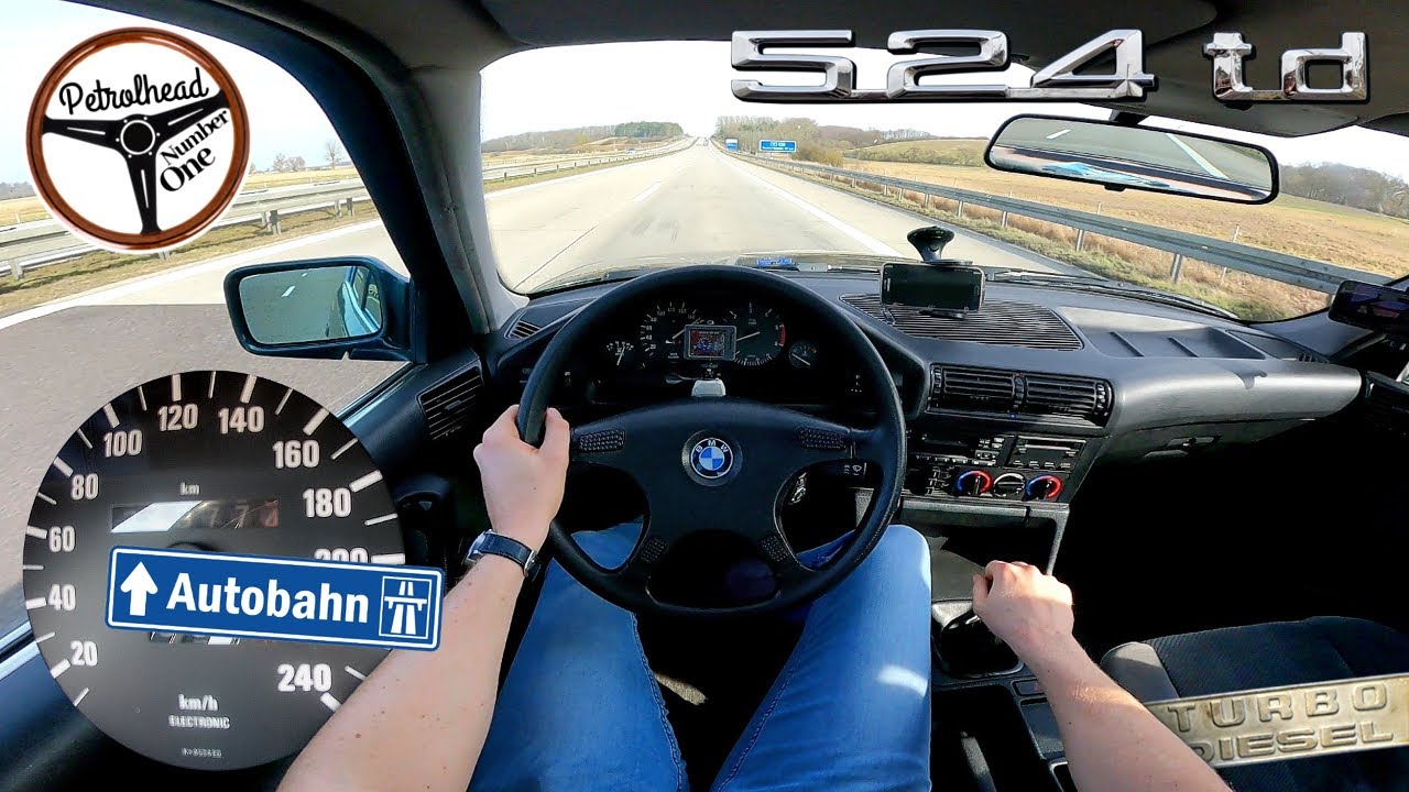 1989 BMW 524td E34 | V-MAX. Pr&oacute;ba autostradowa. AUTOBAHN.