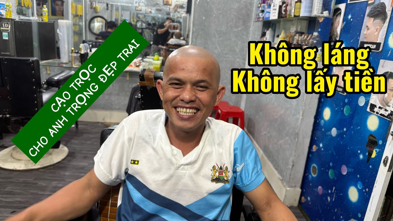 TY HỚT TÓC 🔥 Cạo đầu trọc cho anh Trọng đẹp trai – Láng như gương, mịn như màn hình mới bóc tem! 😂