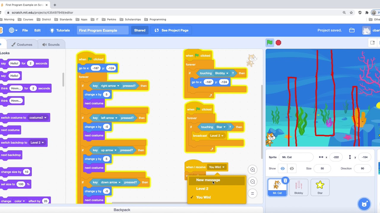 Scratch 5 Change Backdrop & Show Hide Sprites