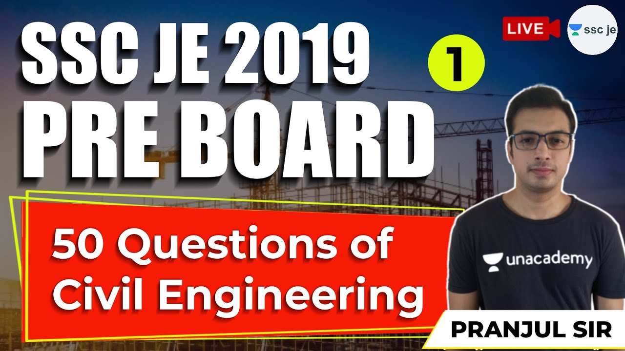 50 Questions of Civil Engineering | Lec 1 | SSC JE 2019 Pre Board | Pranjul Sir