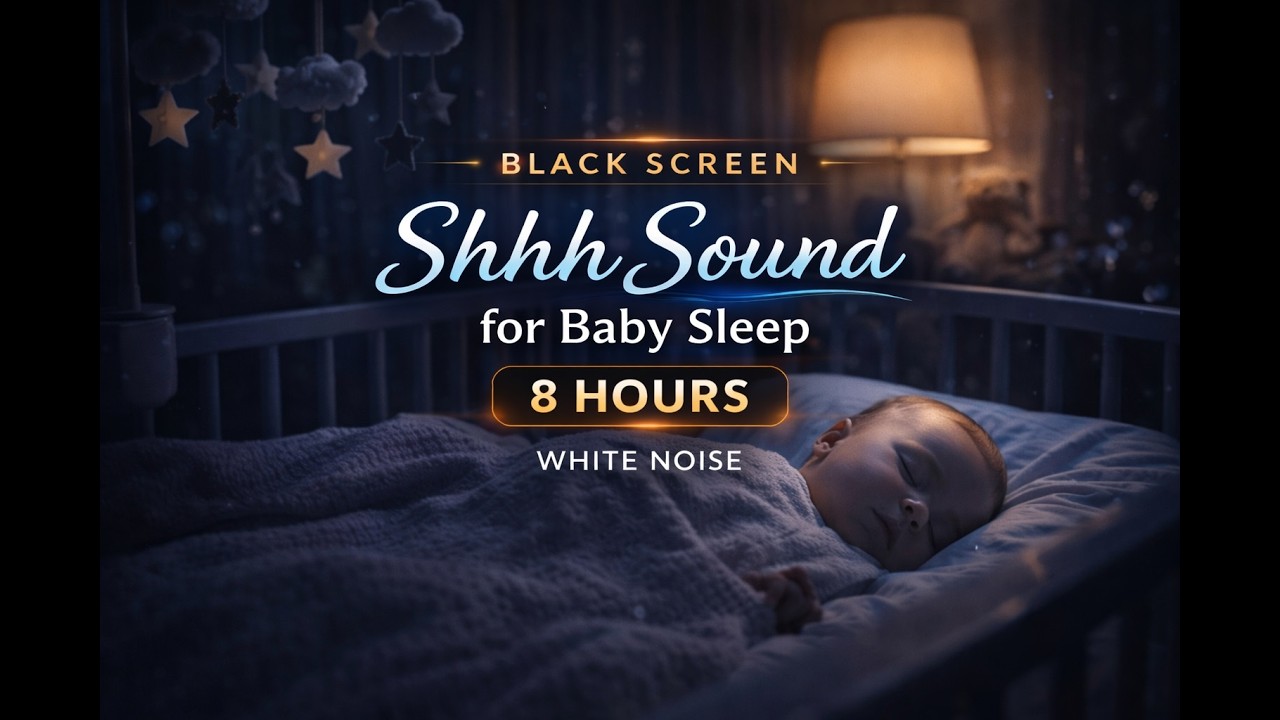Black Screen Shhh Sound for Baby Sleep – 8 Hours | White Noise