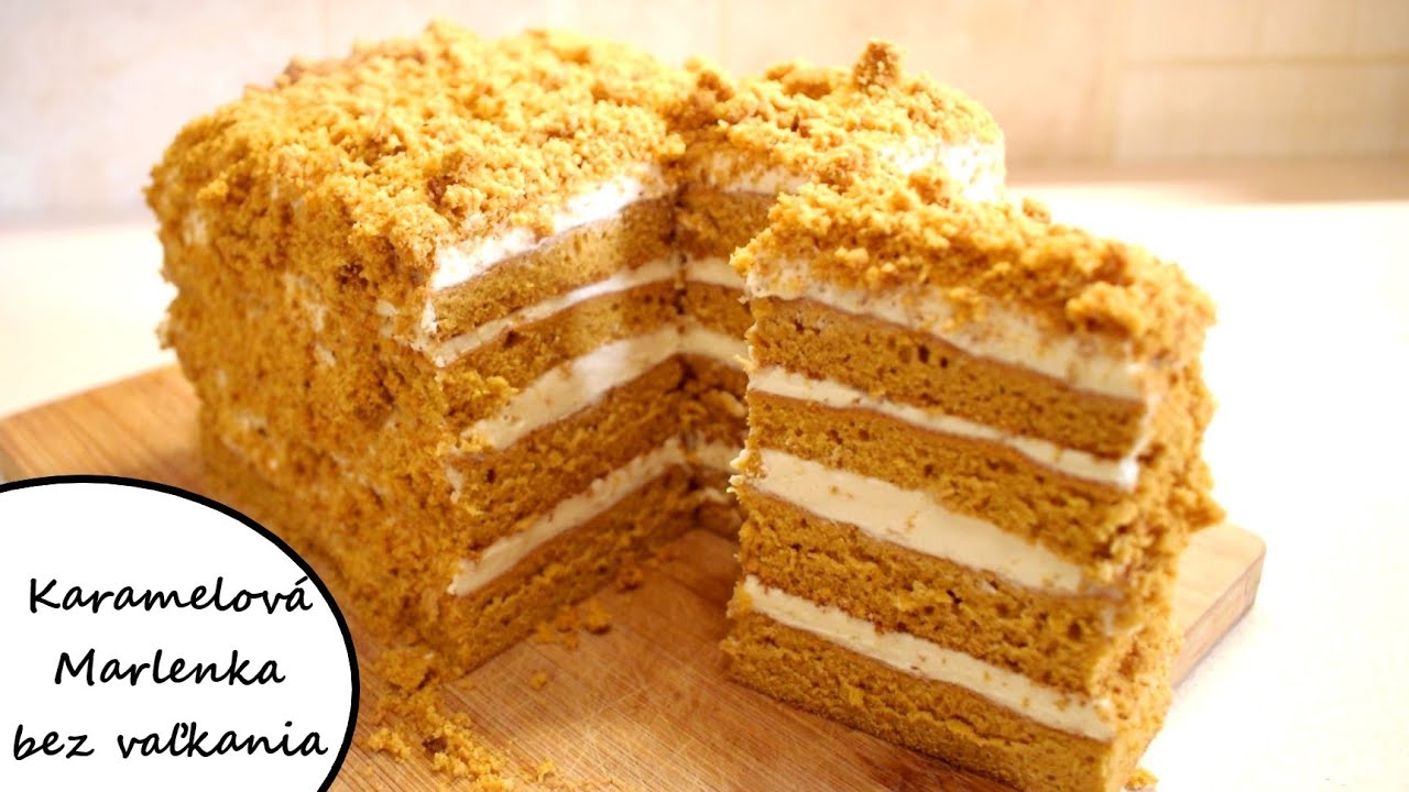 Medovo karamelová kocka – Falošná Marlenka bez vaľkania, jednoduchý recept Slavic cooking recipe
