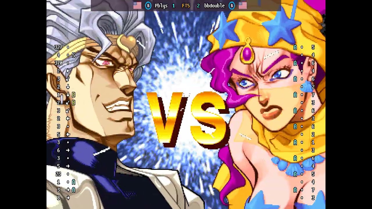 JoJo's Bizarre Adventure - 🇺🇸 Pblys(B) vs 🇺🇸 bbdouble(B) | Fightcade (2026-03-05 00:23 UTC)