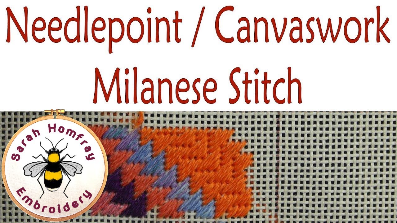 Milanese stitch in needlepoint / canvaswork embroidery | Needlepoint stitches tutorial