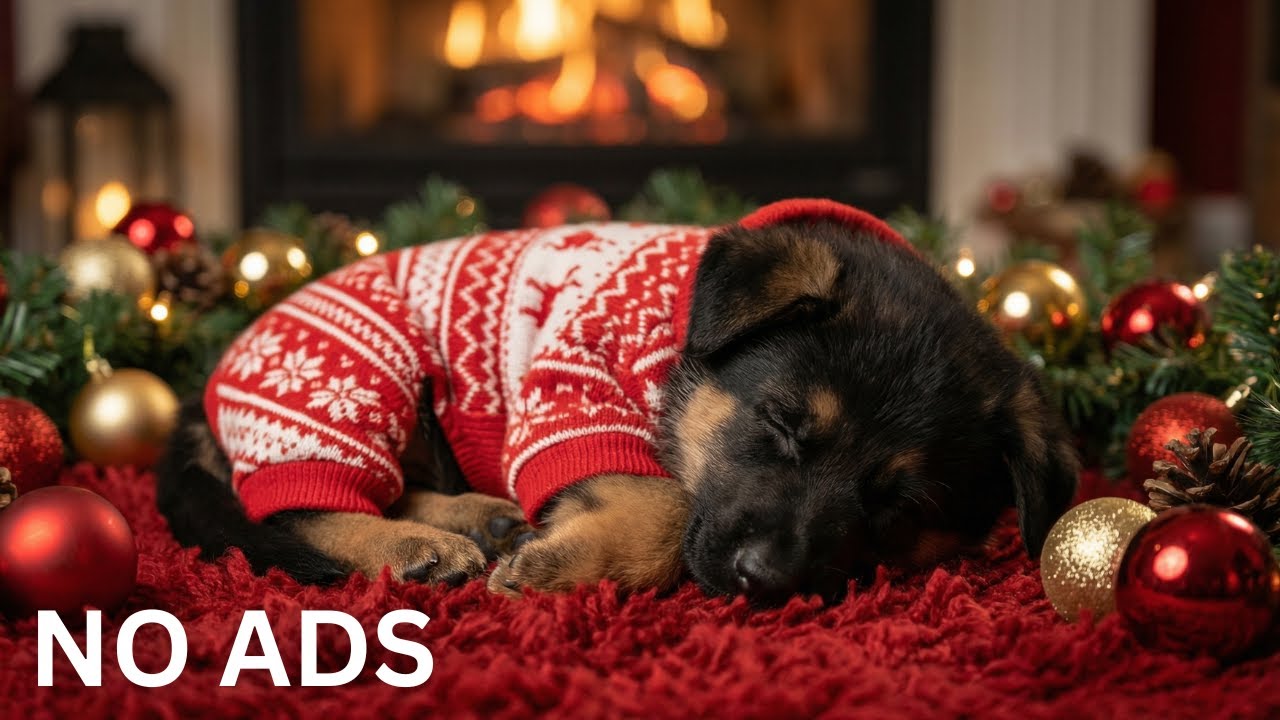 12 ЧАСОВ Рождественский камин Музыка для сна щенка немецкой овчарки 🐶 Глубокий сон и успокаивающее р