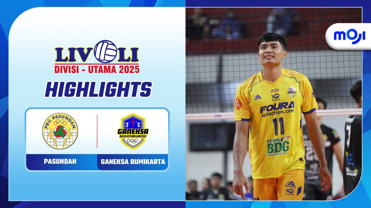 Highlight Livoli Divisi Utama 2025 Putra | Pasundan 1-3 Ganeksa Bumikarta | Moji