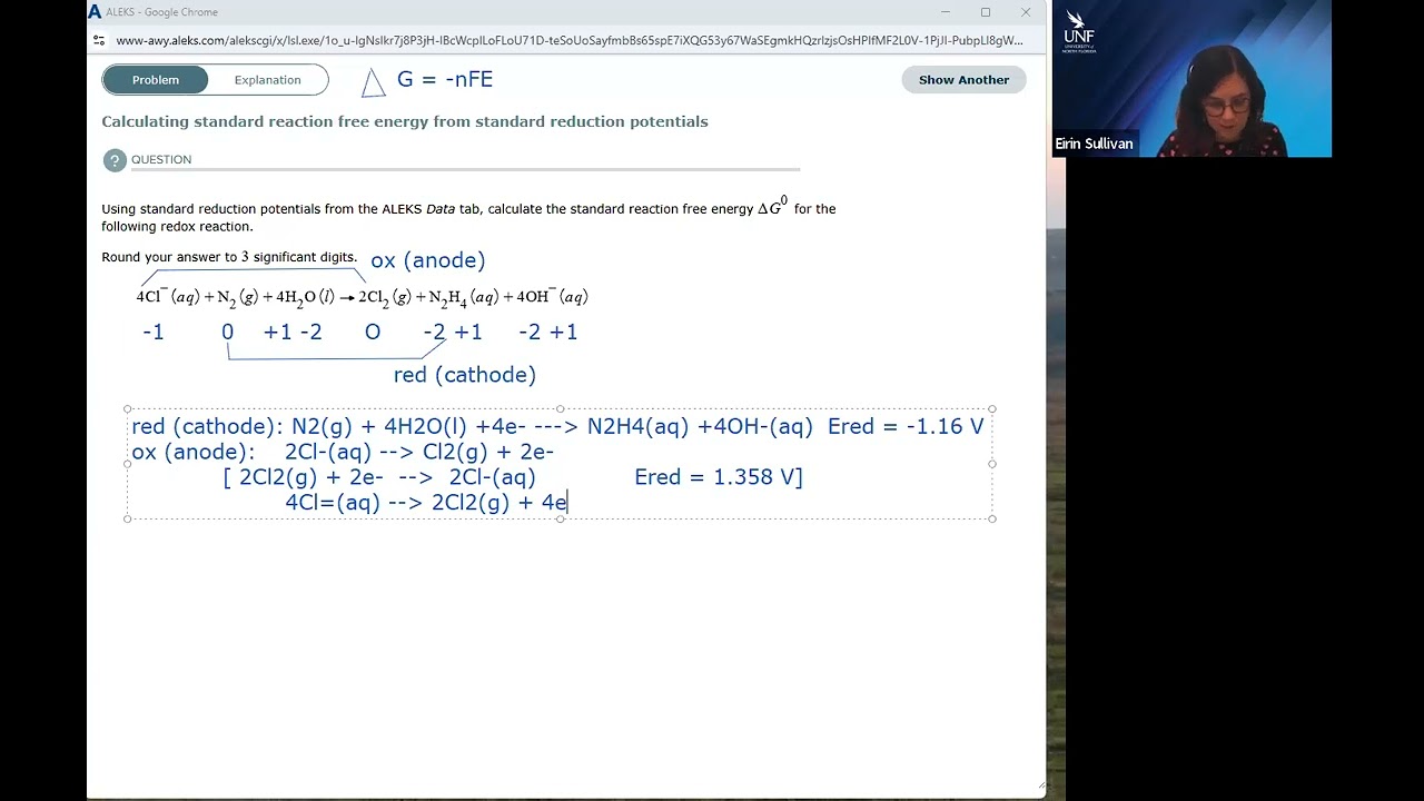 Calculating Standard Reduction Free Energy from Standard Reduction Potentials