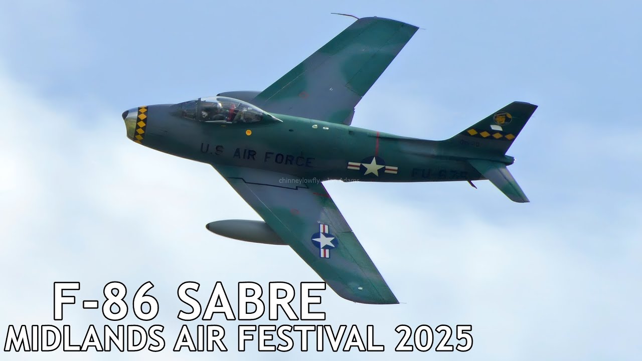 RARE UK Appearance! F-86 Sabre Full Display - Midlands Air Festival 2025