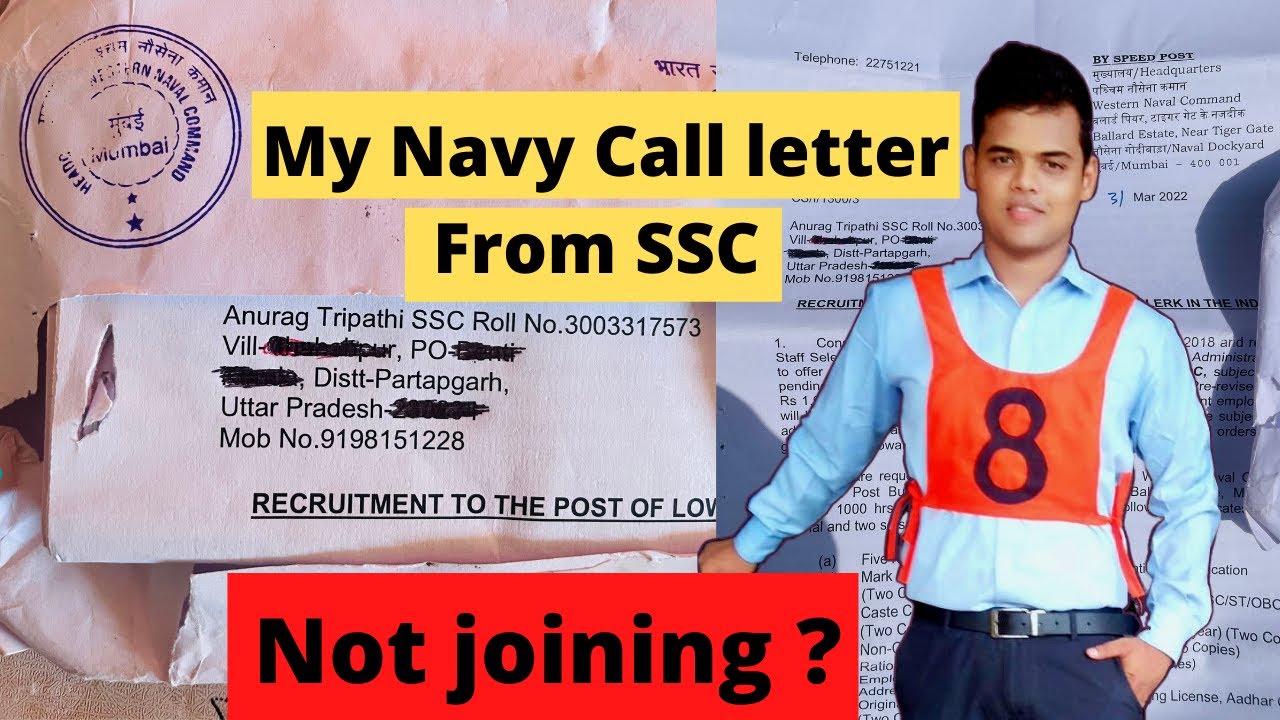 My Navy Joining letter from SSC CHSL 2018.