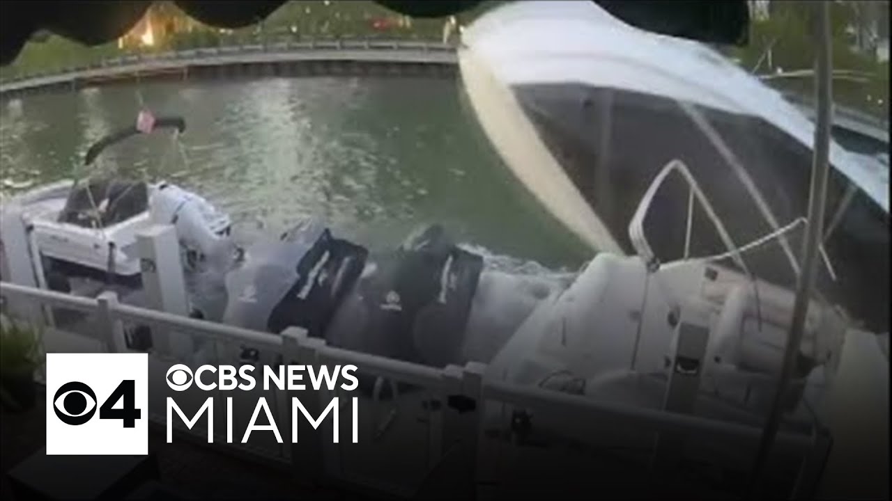 Video shows moments boat crashes into docked boats in North Miami Beach