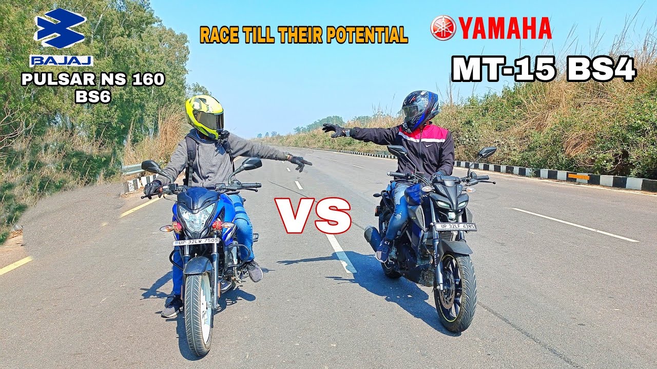 bajaj pulsar ns 160 bs6 vs yamaha mt-15 bs4 || race till their potential || shubham yaduvanshi