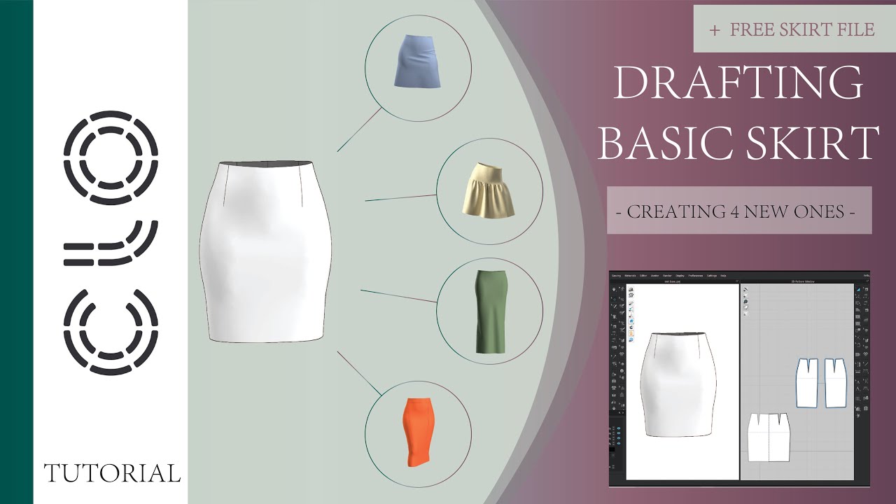 Learn to draft a basic skirt into 4 new designs! Unlock skirts modification with CLO3D tutorial!