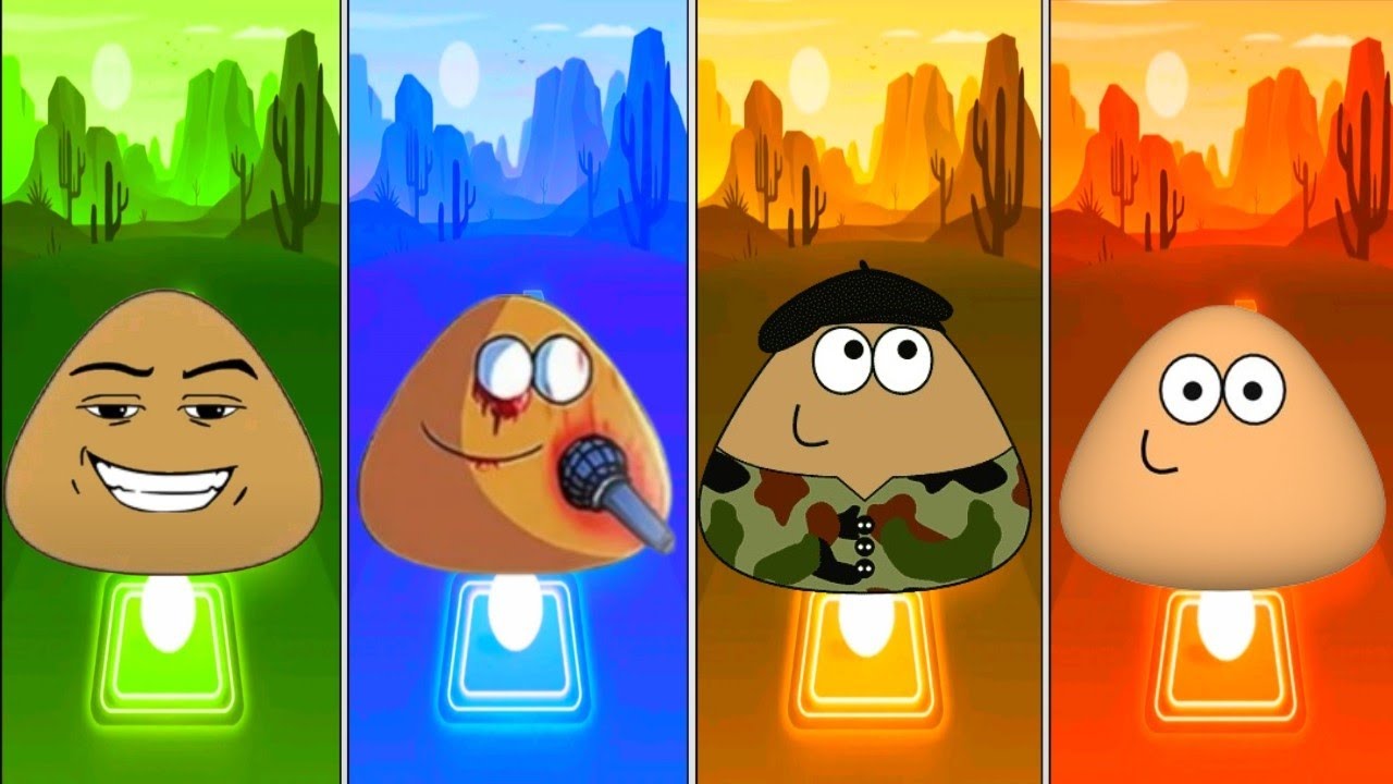 Pou Exe 🆚 Pou song 🆚 Pou Horror 🆚 Pou Animation Coffin Dance Team Tiles Hop Game 🎮 !