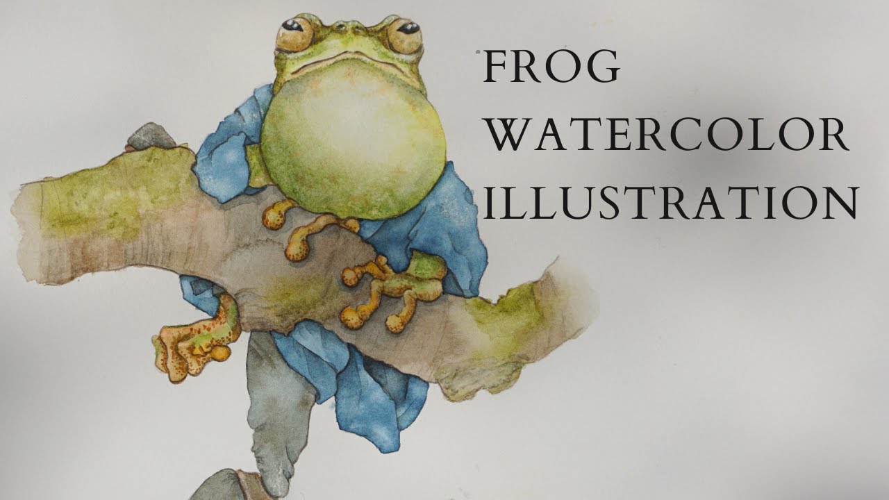 Frog Watercolor Illustration | 19th - Frogs Start Singing | Animal Character Design