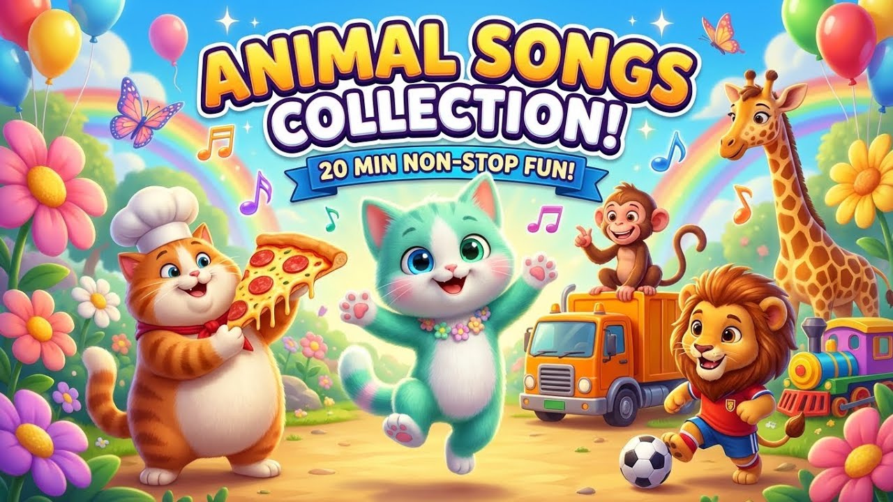 Best Animal Songs Collection 🦁🐱 | Mint Cat & Friends | Nursery Rhymes Compilation | Kidz Song Garden