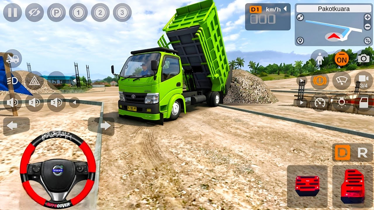 Truk Oleng Toyota Dyna Dump Hijau Kirim Pasir Proyek Perumahan l Mod Bus Simulator Indonesia