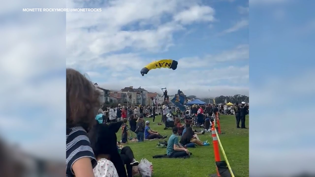 Witnesses recall parachutist landing on woman and child during SF Fleet Week air show