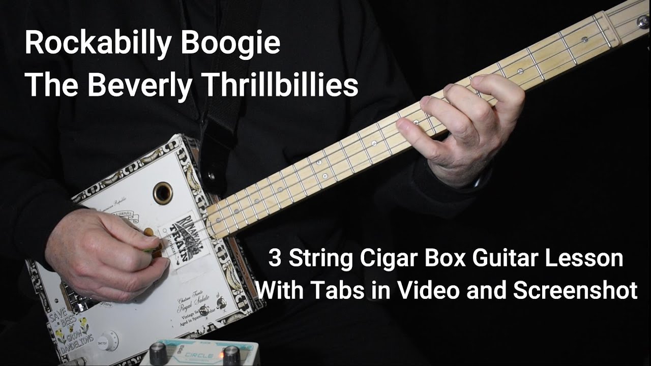 Rockabilly Boogie - The Beverly Thrillbillies - урок игры на 3-струнной гитаре из сигарной коробк...