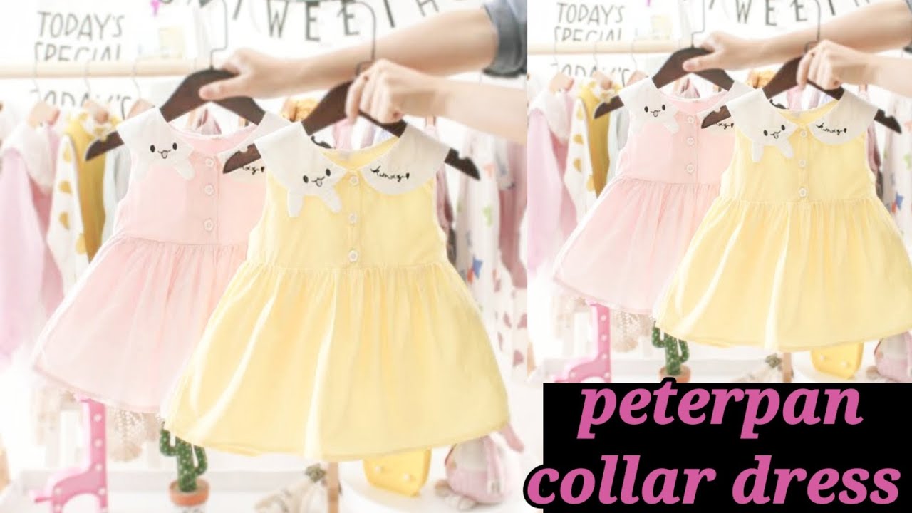 Peter pan collar baby frock  cutting and stitching