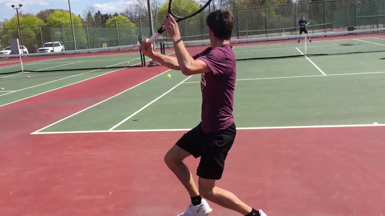 Andrei practicing with his hitting partner - May 2019