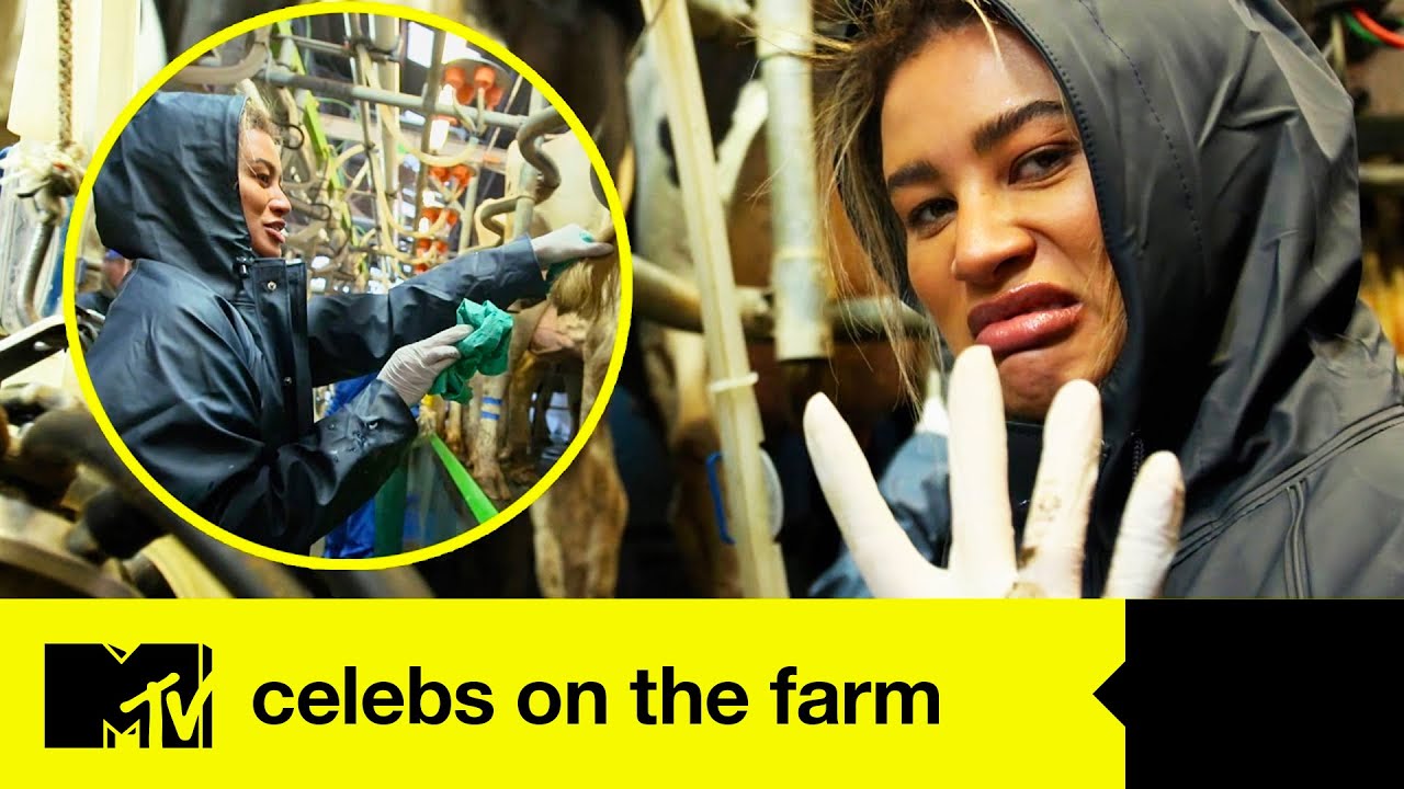 Montana Gets A Mucky Shock As She Tackles A Cow Milking Challenge | Celebs On The Farm